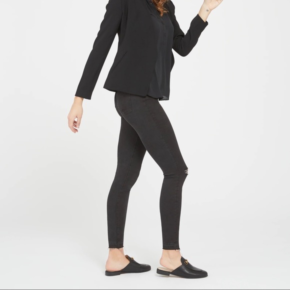 Spanx Black Distressed Pull On Skinny Jeans - Picture 3 of 9